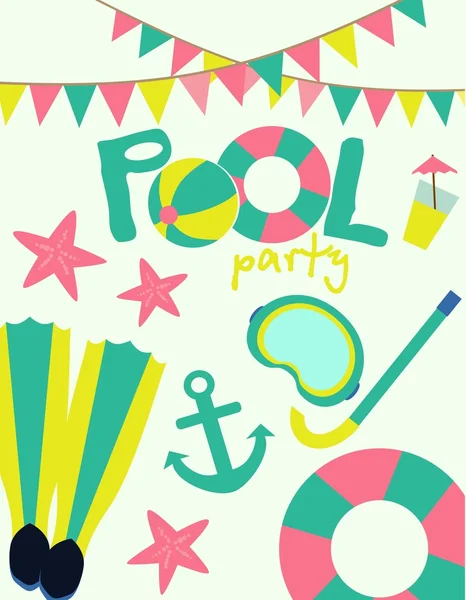 Invitación de fiesta de piscina — Vector de stock