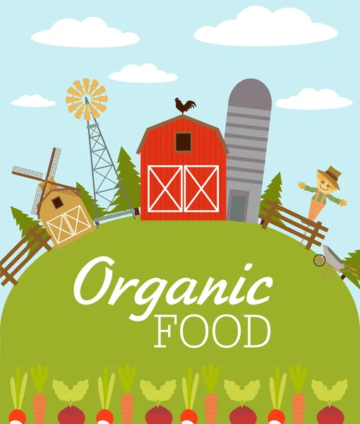 Comida ecológica. Granja americana — Vector de stock