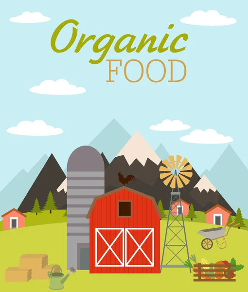 Organické potraviny. Americké hospodářství — Stockový vektor