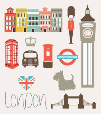 Londra'nın elementleri ve simgeleri seti