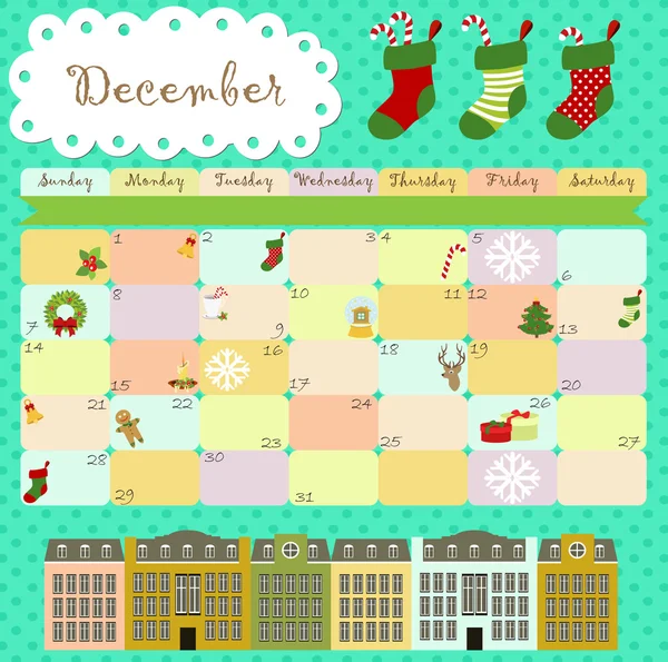 Calendrier de Noël — Image vectorielle