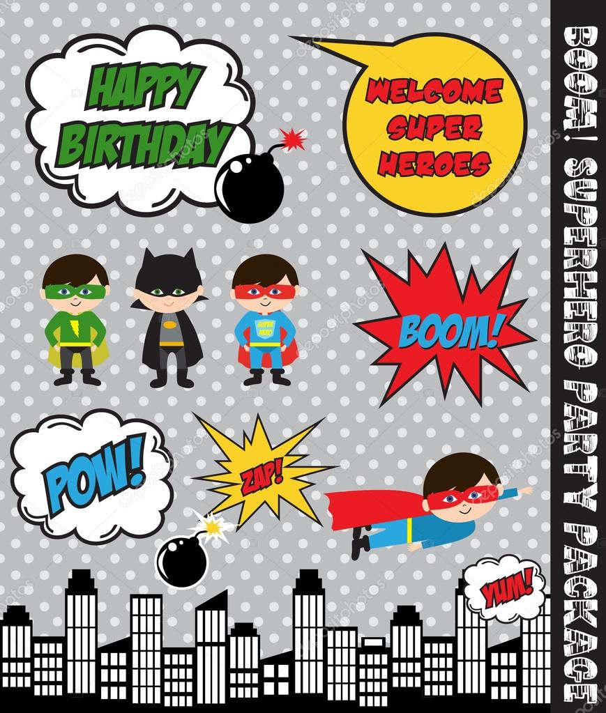 Super hero birthday invitation card