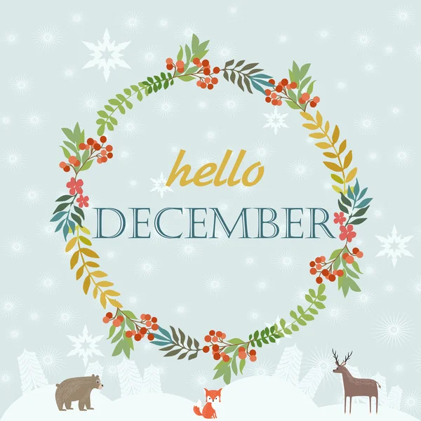 Hola tarjeta de diciembre — Vector de stock
