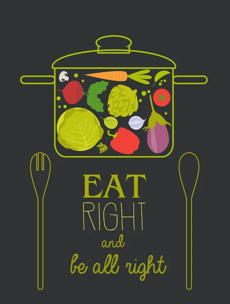 Mange bien et va bien. — Image vectorielle