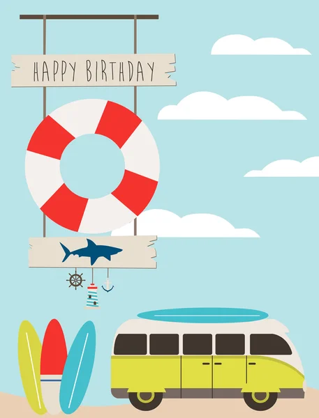 Tarjeta de cumpleaños feliz — Vector de stock