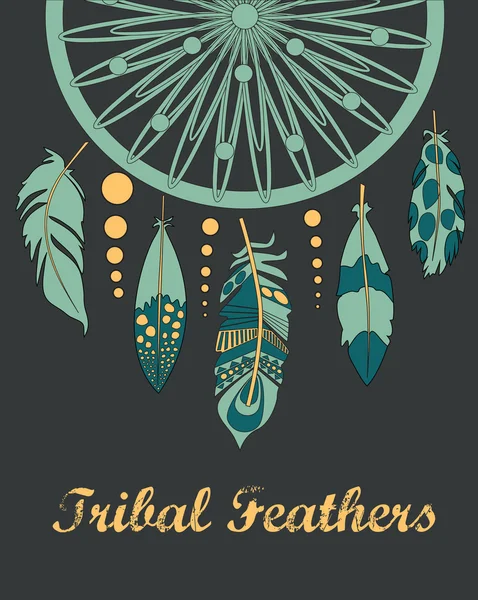 Tarjeta de plumas tribales — Archivo Imágenes Vectoriales