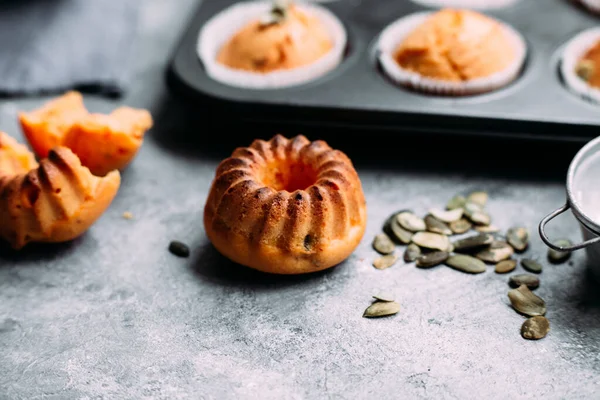 Dýňové Muffiny Lehkém Stolku — Stock fotografie