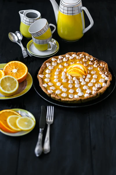 Gourmet citrus  tart with lemon kurd — Stock Photo, Image