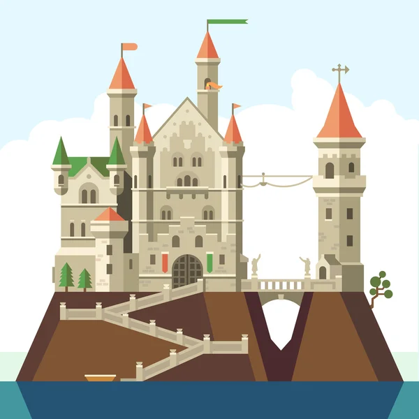 Castillo de cuento de hadas — Vector de stock