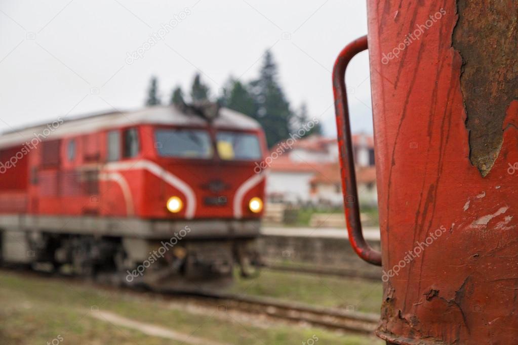 Two locomotives moving in different directions
