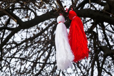 Bulgar martenitsa bir ağaç üzerinde