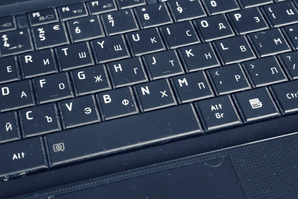 Blauwe vuile laptop toetsenbord — Stockfoto