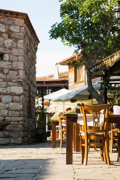 Weergave van een restaurant, Nessebar, Bulgarije — Stockfoto