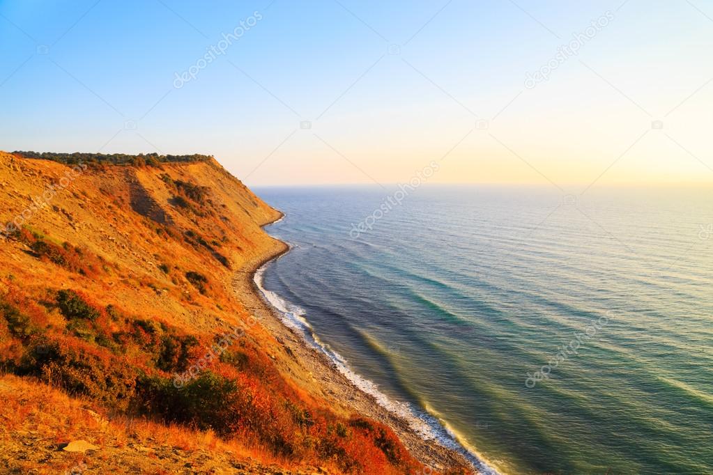 Steep coastline at sunrise, Emine, Bulgaria