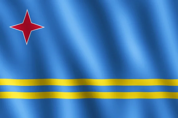 바람에 물결치는 아루바의 국기 — 스톡 사진