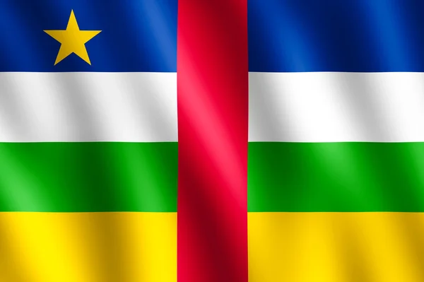 風になびかせて中央アフリカ共和国の旗 — ストック写真
