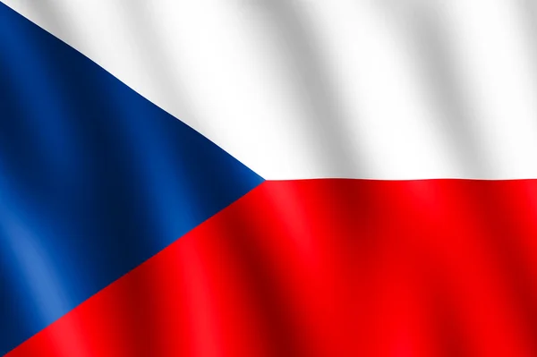 捷克在风中飘扬的旗帜 — 图库照片