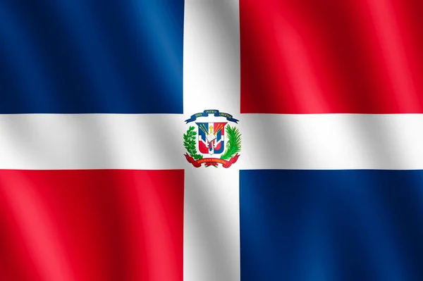 Bandeira da República Dominicana acenando ao vento — Fotografia de Stock