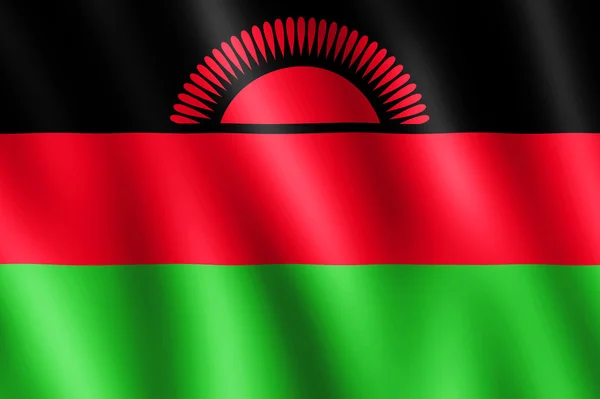 Vlajka malawi mávat ve větru — Stock fotografie