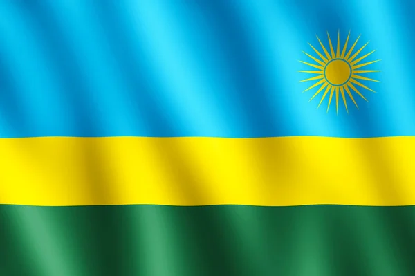 Vlajka Rwandy mávat ve větru — Stock fotografie