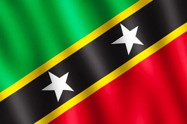 Saint Kitts és Nevis integetett a szél zászlaja — Stock Fotó