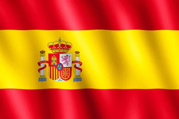 西班牙在风中挥舞的旗帜 — 图库照片