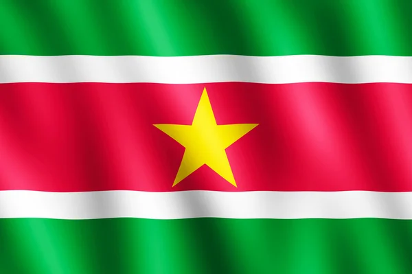 Vlajka Surinam mávat ve větru — Stock fotografie