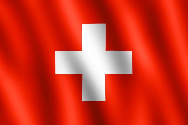 Flag of Switzerland waving in the wind — Stock Photo, Image