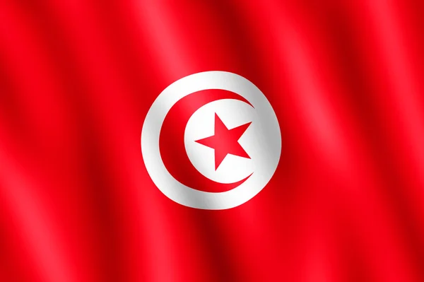 Vlajka Tuniska mávat ve větru — Stock fotografie