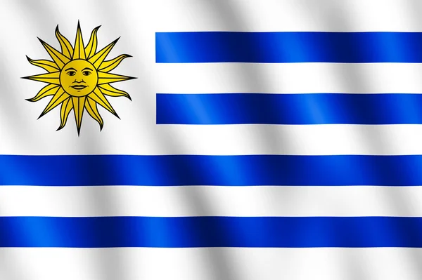 Flagge von Uruguay weht im Wind — Stockfoto