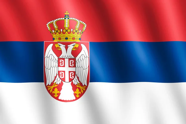 風になびかせてセルビアの旗 — ストック写真