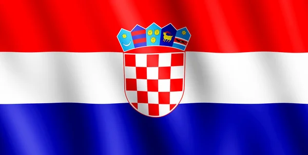 克罗地亚在风中飘扬的旗帜 — 图库照片