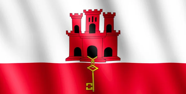 Flag of Gibraltar waving in the wind — Zdjęcie stockowe