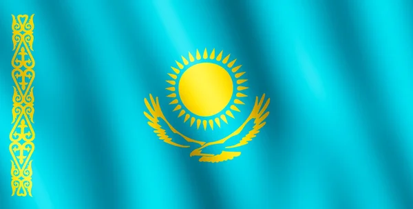 Flag of Kazakhstan waving in the wind — Stock Photo, Image