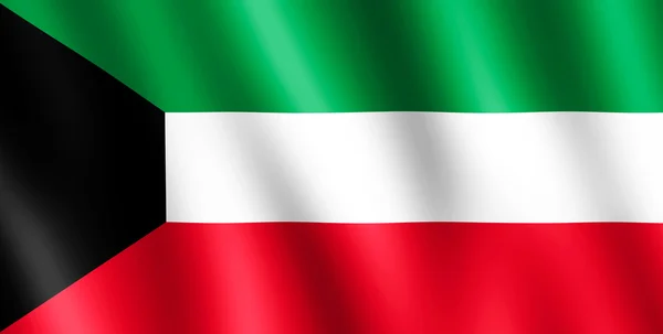 Kuvajtská vlajka vlaje ve větru — Stock fotografie