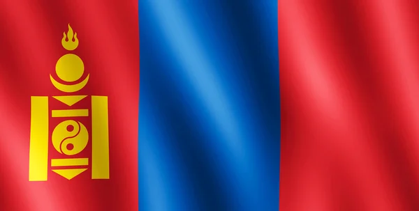 Σημαία της Μογγολίας κουνώντας στον αέρα — Φωτογραφία Αρχείου