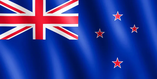 바람에 물결치는 뉴질랜드의 국기 — 스톡 사진