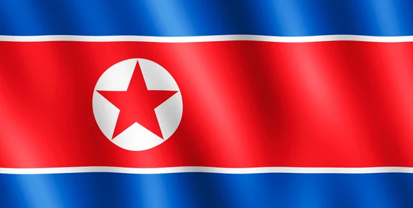 Bandera de Corea del Norte ondeando en el viento — Foto de Stock