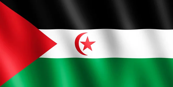 Flag of Sahrawi/Western Sahara waving in the wind — Stock Photo, Image