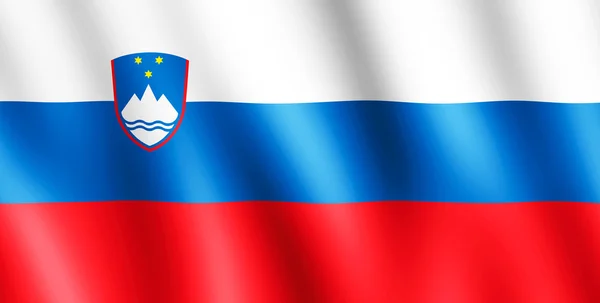 斯洛文尼亚在风中飘扬的旗帜 — 图库照片