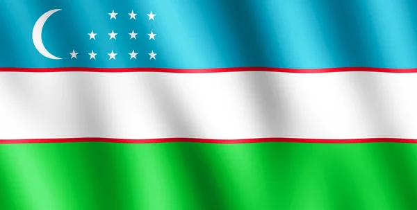 Flag of Uzbekistan waving in the wind — Stock Photo, Image