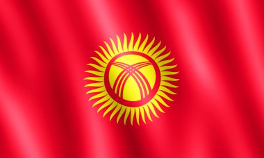 Kırgızistan rüzgarda sallayarak bayrak