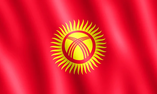 Flag of Kyrgyzstan waving in the wind — Stock Photo, Image