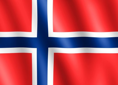 Flag of Norway waving in the wind clipart