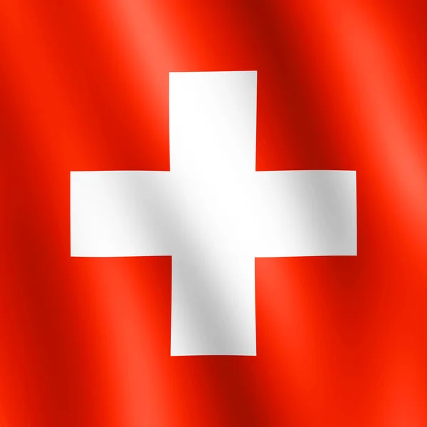 瑞士在风中挥舞的旗帜 — 图库照片