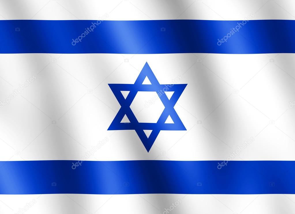 Flag of Israel waving in the wind