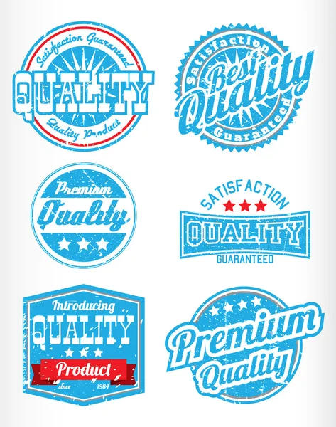 Premium quality labels with removable grunge effect — Stock Vector