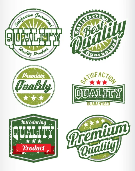 Etiketter Premium kvalitet med flyttbara grunge effekt — Stock vektor