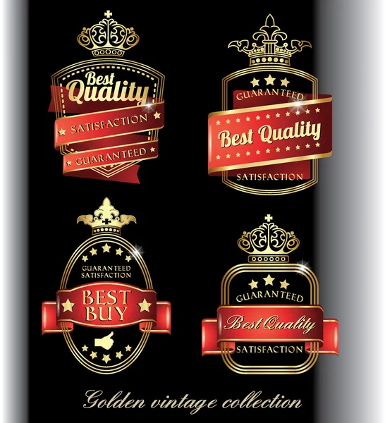 Vintage golden black premium quality labels — Stock Vector
