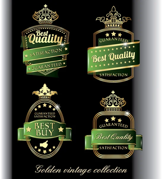 Vintage golden black premium quality labels — Stock Vector